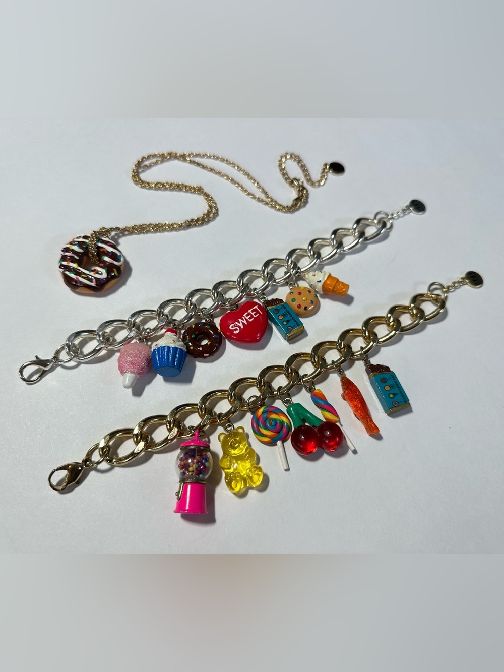 Dylan’s Candy Bar Charm Bracelet Necklace Lot McBling Y2K Kidcore Gyaru Scene